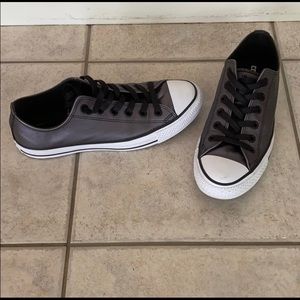 Metallic grey pleather converse